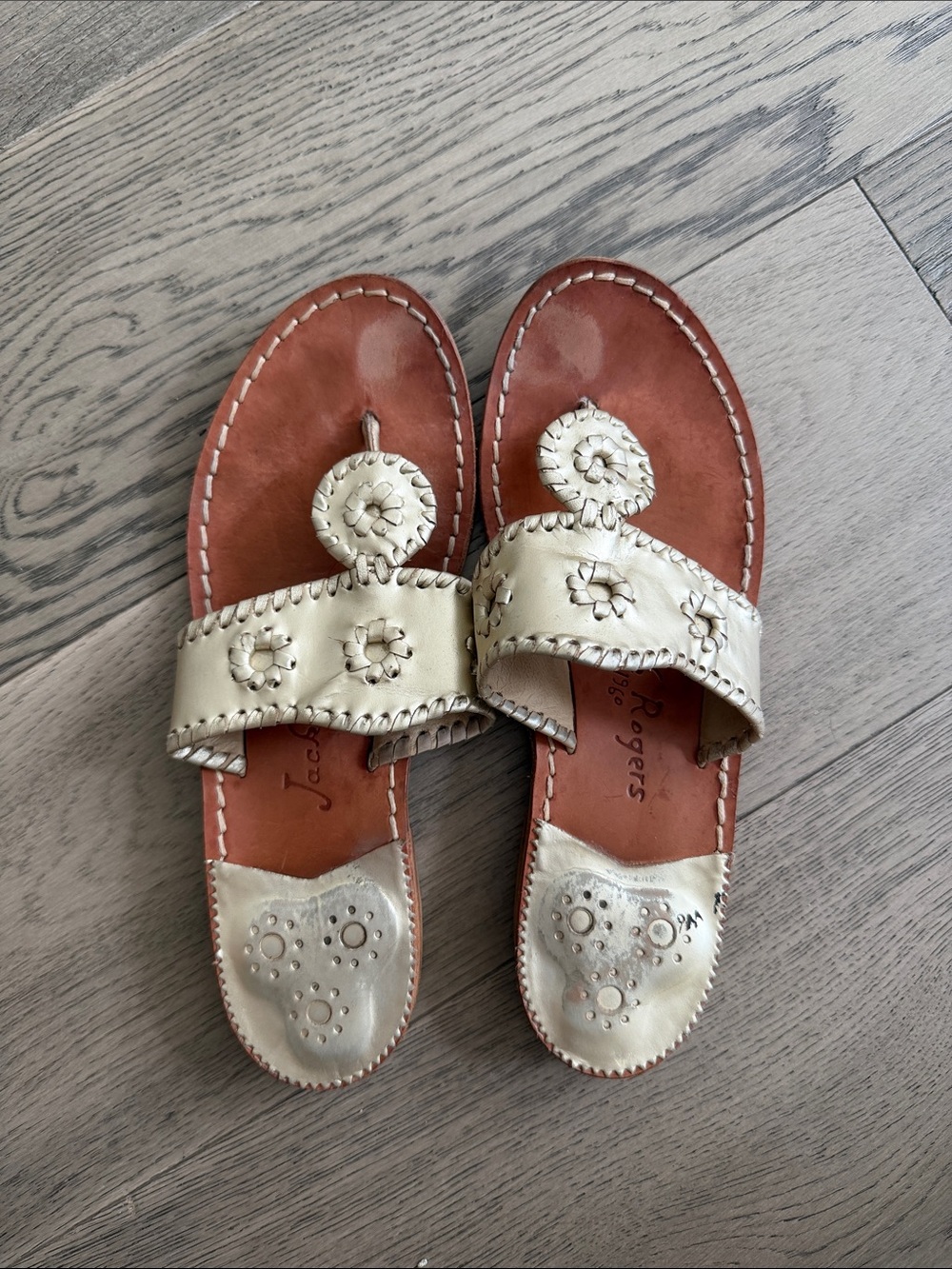 EUC Jack Rogers Gold Sandals